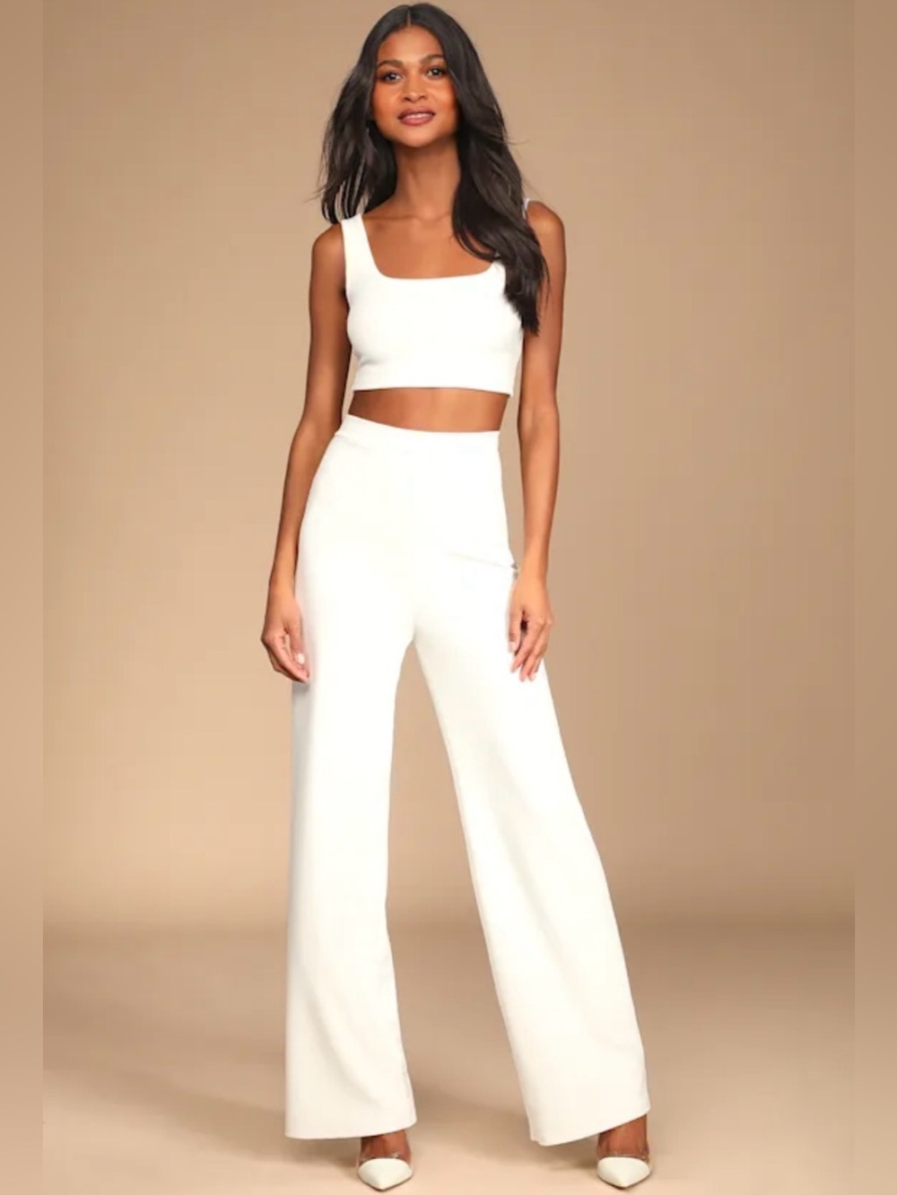 Lulus Only Tonight Ivory Two-Piece Wide-Leg Jumpsuit